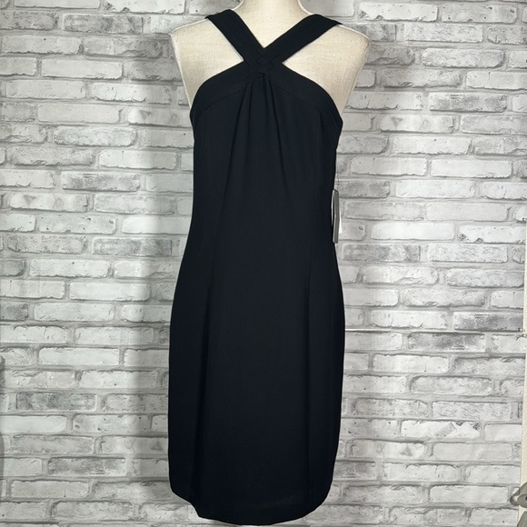 Laundry by Shelli Segal Criss Cross Black Halter Crepe Dress - Picture 2 of 11